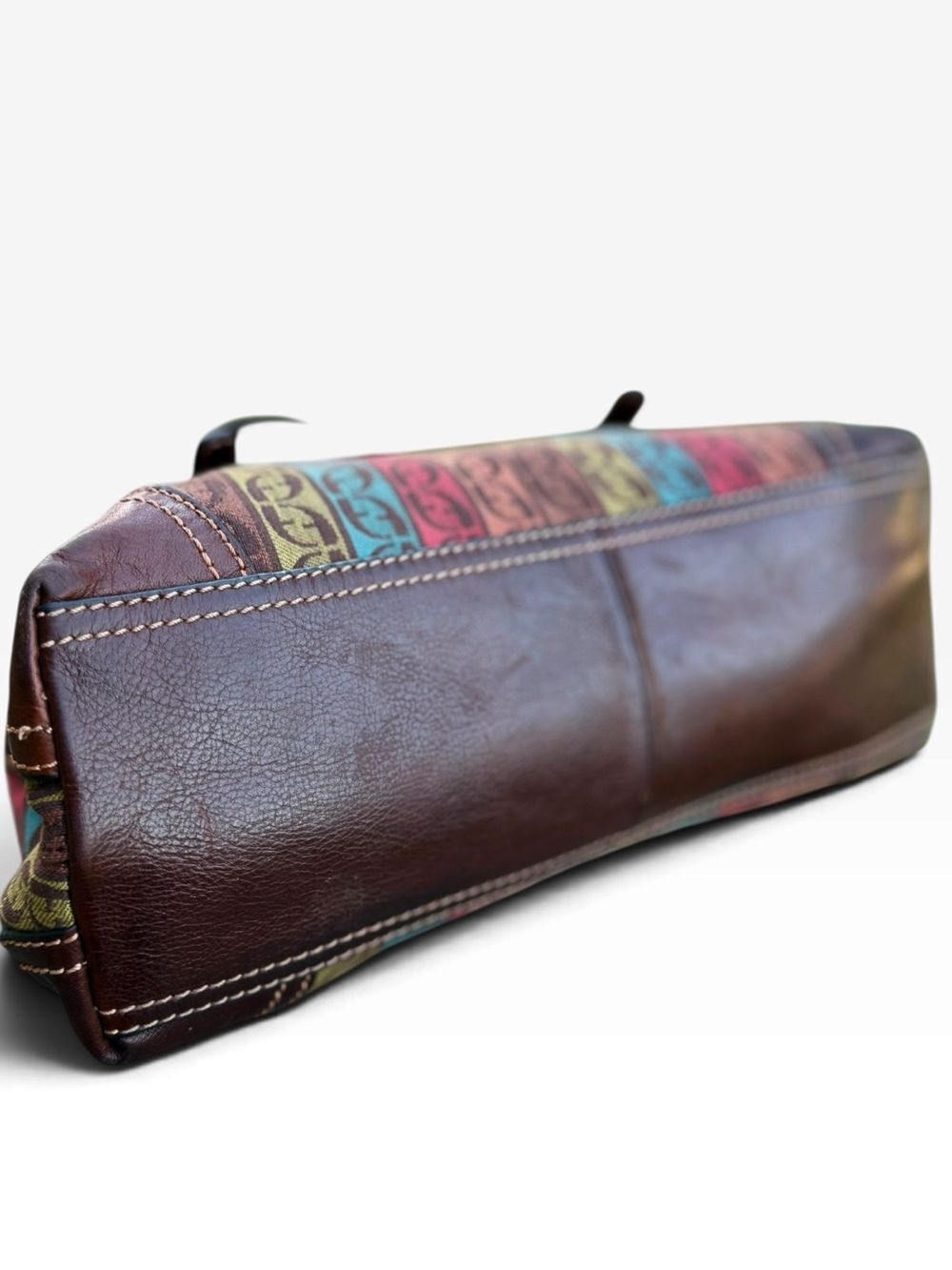 Vintage Fossil Multi-Color Signature Monogram Satchel Bag - Picture 9 of 13